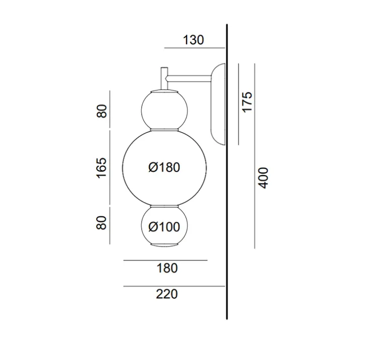 Applique murale, Pearl A, blanc et or, LED, 2700K, 1200lm, L16,5cm, H40cm - Formagenda