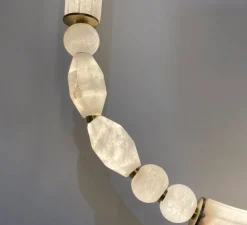 Applique murale, Pearl L, laiton satiné, albâtre, LED, 2700K, 3792 lm, TRIAC, L44cm, H96cm - AME EDITIONS MANUFACTUREES