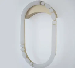 Applique murale, Pearl S, laiton satiné, albâtre, LED, 2700K, 2370 lm, TRIAC, L36cm, H59cm - AME EDITIONS MANUFACTUREES