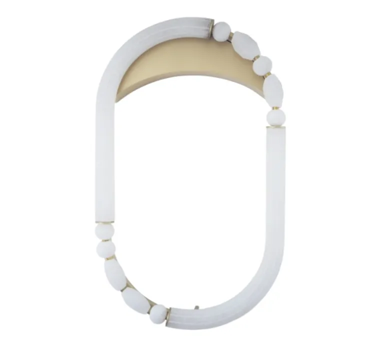 Applique murale, Pearl S, laiton satiné, albâtre, LED, 2700K, 2370 lm, TRIAC, L36cm, H59cm - AME EDITIONS MANUFACTUREES