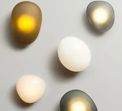 Applique murale, Pebble D, blanc perle, LED dimmable, 2700K, 1750lm, L19cm, H20cm - A-N-D