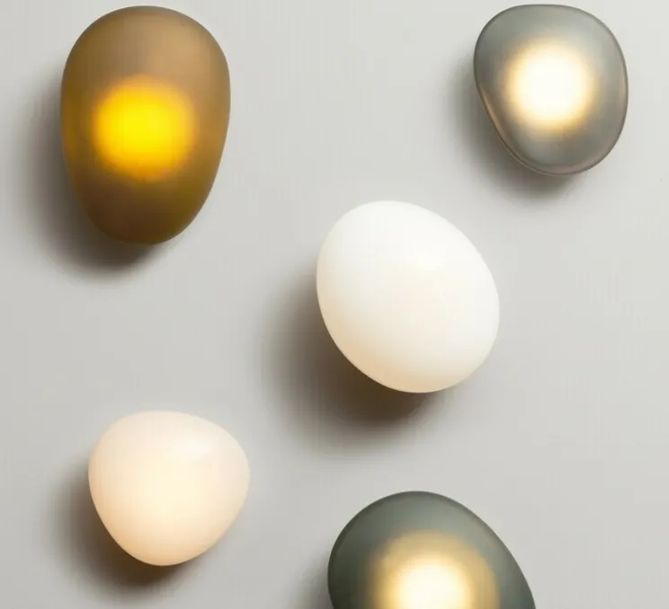 Applique murale, Pebble D, blanc perle, LED dimmable, 2700K, 1750lm, L19cm, H20cm - A-N-D