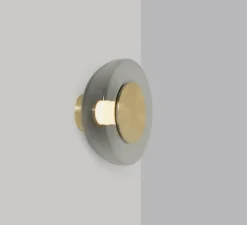 Applique murale, Pendulum, laiton satiné, verre fumé, LED, dim, 2700K, lm, L32cm, H32cm - CTO lighting