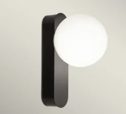 Applique murale, Perlina IP, noir, IP44, LED, dim, 3000K, 355 lm, Ø12cm, H23,7cm - LEDS C4