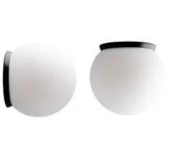 Applique murale, Plafonnier, Pure Porcelaine, noir, blanc, IP65, Ø20cm, H20cm - Zangra