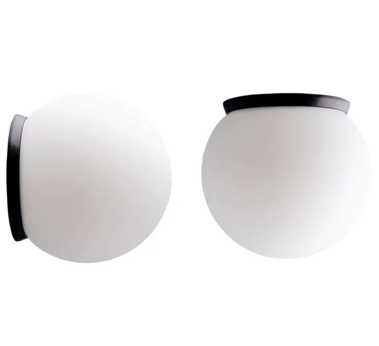 Applique murale, Plafonnier, Pure Porcelaine, noir, blanc, IP65, Ø20cm, H20cm - Zangra