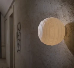 Applique murale, Plafonnier, Braille, blanc, Ø25cm, H25cm - Karman