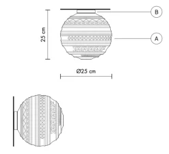 Applique murale, Plafonnier, Braille, blanc, Ø25cm, H25cm - Karman