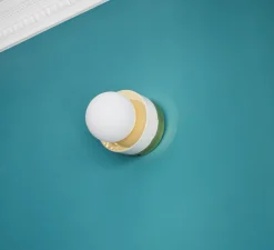 Applique murale, Plafonnier 3.01, Blanc Laiton, LED, 2500K, 100lm, Ø14cm, H21cm - HAOS