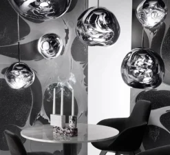 Applique murale, plafonnier, LED, Melt Mini Surface, chrome, 3000K, 800lm, Ø30cm, H25cm - Tom Dixon