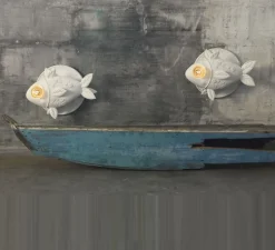 Applique murale, poisson, APRILE, blanc, L50cm - KARMAN