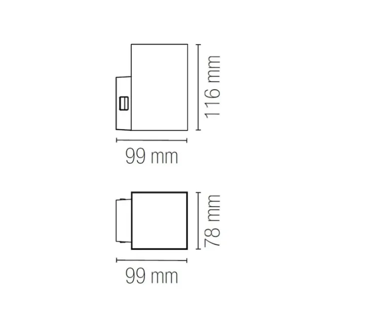Applique murale, Polo Q1, noir, IP65, LED, dim, 3000-4000K, 800 lm, L9,9cm, H11,6cm - Nedgis