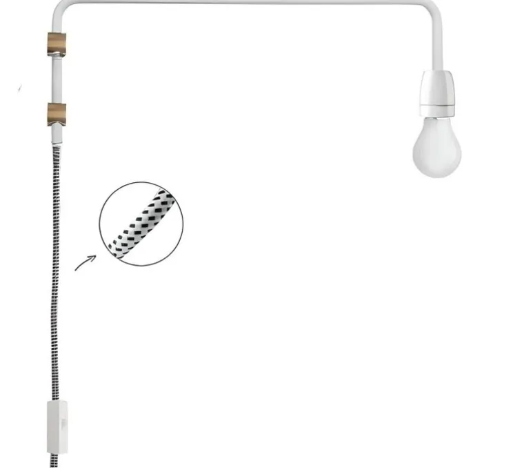 Applique murale, Potence, blanc, P50cm, H20cm - Zangra