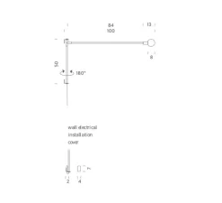 Applique murale, Potence pivotante mini, réédition de Charlotte Perriand, rouge, L8cm, H50cm - Nemo Lighting