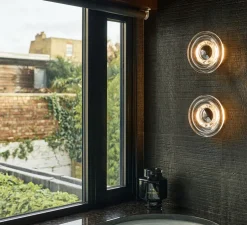 Applique murale, Press Mini, transparent, IP55, LED, dim, 2700K, 500 lm, L21,5cm, H21,5cm - Tom Dixon