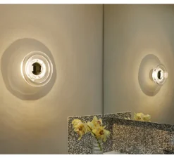 Applique murale, Press Mini, transparent, IP55, LED, dim, 2700K, 500 lm, L21,5cm, H21,5cm - Tom Dixon