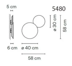 Applique murale, Puck wall 5480, gris, LED, dim, 2700K, 953 lm, L58cm, P58cm - Vibia