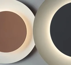 Applique murale, Puck Wall Art 5487, marron M1 et gris D1, LED, dim, DALI-2, 2700K, 2388lm, L87cm, H87cm - Vibia