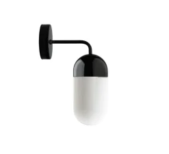 Applique murale, Pure Porcelaine, Glass 009, noir, opalin, Ø10cm, H29cm, P19cm - Zangra