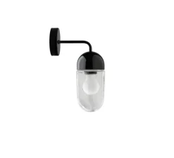 Applique murale, Pure Porcelaine, Glass 009, noir, transparent, Ø10cm, H29cm, P19cm - Zangra