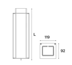 Applique murale, Quadratube W2, argent, L11,9cm, H30cm - Sammode