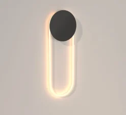 Applique murale, Ra Wall courte, noir sablé, LED, dim, 3000K, 1200 lm, L25,5cm, H71,12cm - Darmes