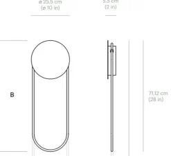 Applique murale, Ra Wall courte, or, LED, dim, 3000K, 1200 lm, L25,5cm, H71,12cm - Darmes