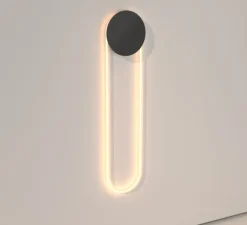 Applique murale, Ra Wall longue, Noir sablé, L25,5cm, H110cm - Darmes