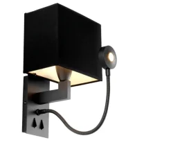 Applique murale, Reading, avec interrupteurs, bronze, abat-jour noir, L19cm, H32cm - Eichholtz