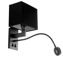 Applique murale, Reading, avec interrupteurs, bronze, abat-jour noir, L19cm, H32cm - Eichholtz