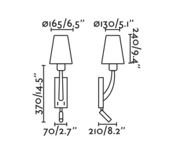Applique murale, Rem, avec liseuse Led, vieil or, beige, L16,5cm, H61cm - Faro