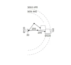 Applique murale, Reporter 271.05.OF, laiton, L22cm, H16cm - Il Fanale