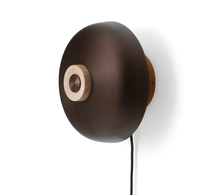 Applique murale, Reverse, avec câble, bronze, travertin, LED, dim, 2200-3001K, 460 lm, Ø24,3cm, H15,7cm - Audo Copenhagen