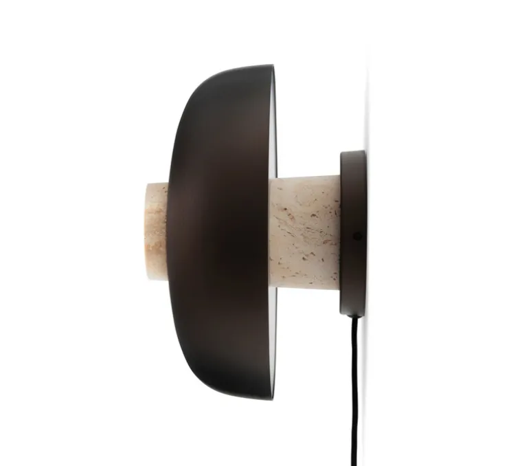 Applique murale, Reverse, avec câble, bronze, travertin, LED, dim, 2200-3001K, 460 lm, Ø24,3cm, H15,7cm - Audo Copenhagen