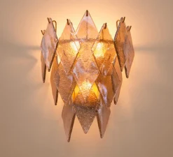 Applique murale, Rhombus, laiton antique, verre, L27cm, H36cm - Eichholtz