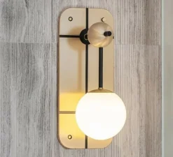 Applique murale, Rift, Opal, noir, laiton, IP44, Ø12,5cm, H36,5cm - Bert Frank