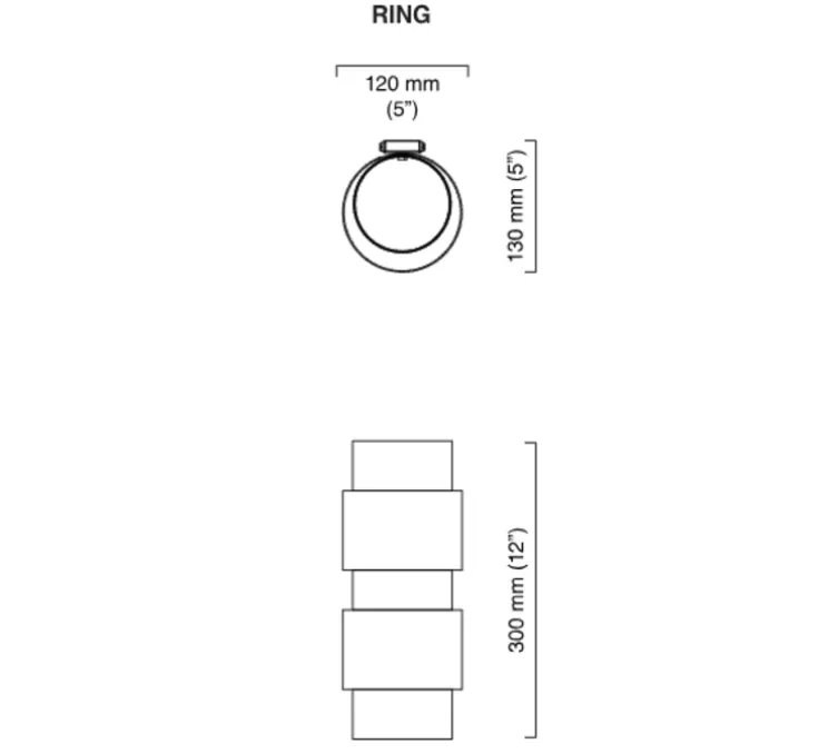 Applique murale, Ring, argent, Ø12cm, H30cm - CTO lighting