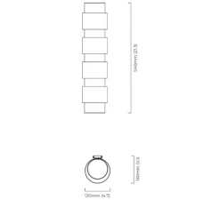 Applique murale, Ring Tall, argent, Ø12cm, H54cm - CTO lighting