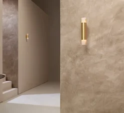 Applique murale, Roma Tall , laiton satiné et albâtre, LED, dim, 2700K, H28cm - CTO lighting