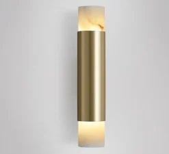 Applique murale, Roma Tall , laiton satiné et albâtre, LED, dim, 2700K, H28cm - CTO lighting