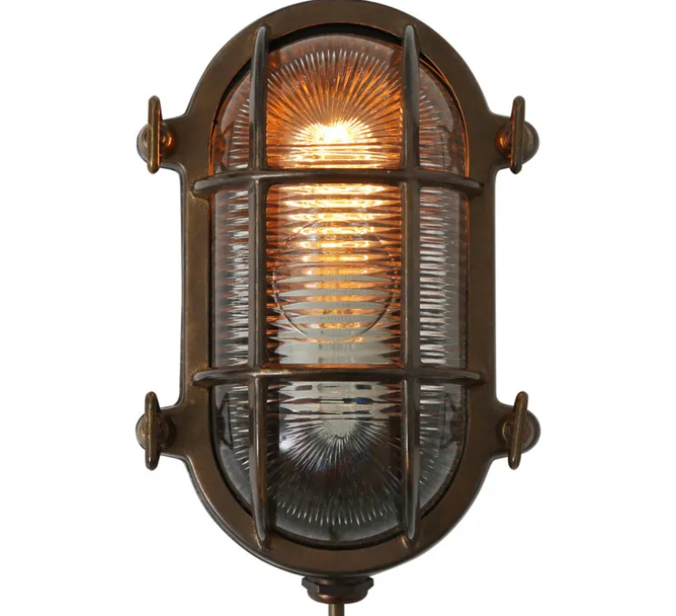 Applique murale, Ruben marine, laiton antique, IP64, L14cm, H20cm - Mullan Lighting