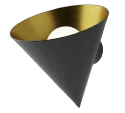 Applique murale, Rubi Mono, noir et or, Ø20cm, L25,5cm, H22cm - Robin