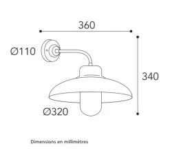Applique murale, Samoa 1335, Cuivre laiton vieilli, IP44, L36cm, H34cm - Moretti Luce