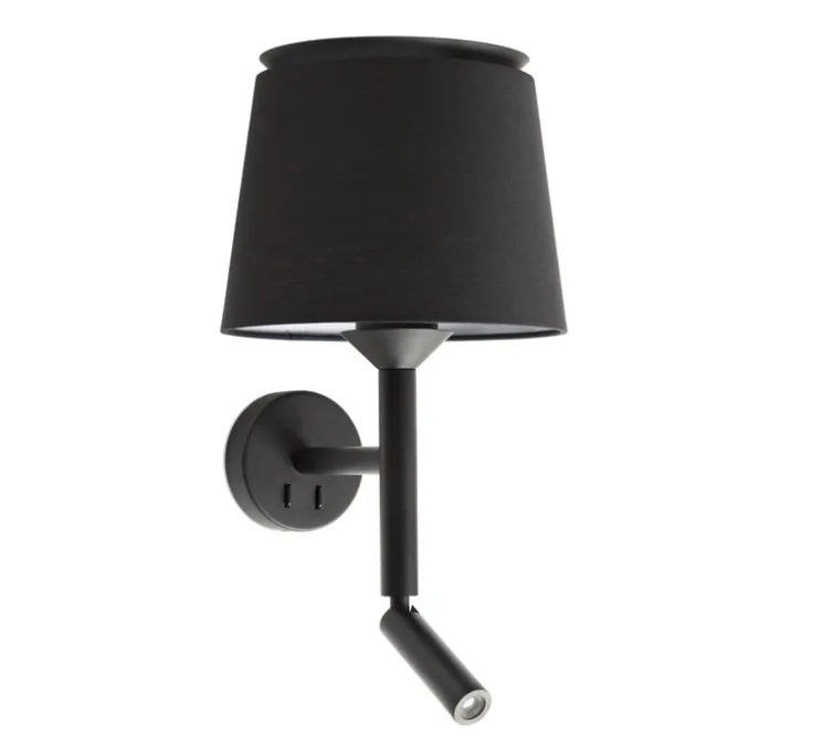 Applique murale, Savoy, liseuse, noir, LED, 3000K, 160lm, L23cm, H50cm - FARO