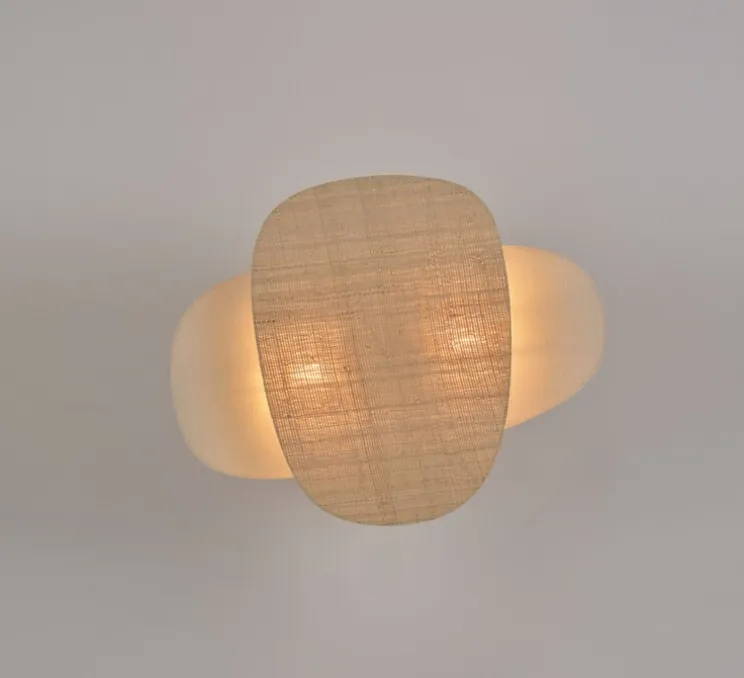 Applique murale, Screen 70's double,lin bouleau, raphia, L57cm, H76cm - Market Set