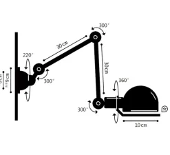 Applique murale, Signal 2 bras, SI331, Bleu Saphir brillant, L70cm, H30cm - Jieldé