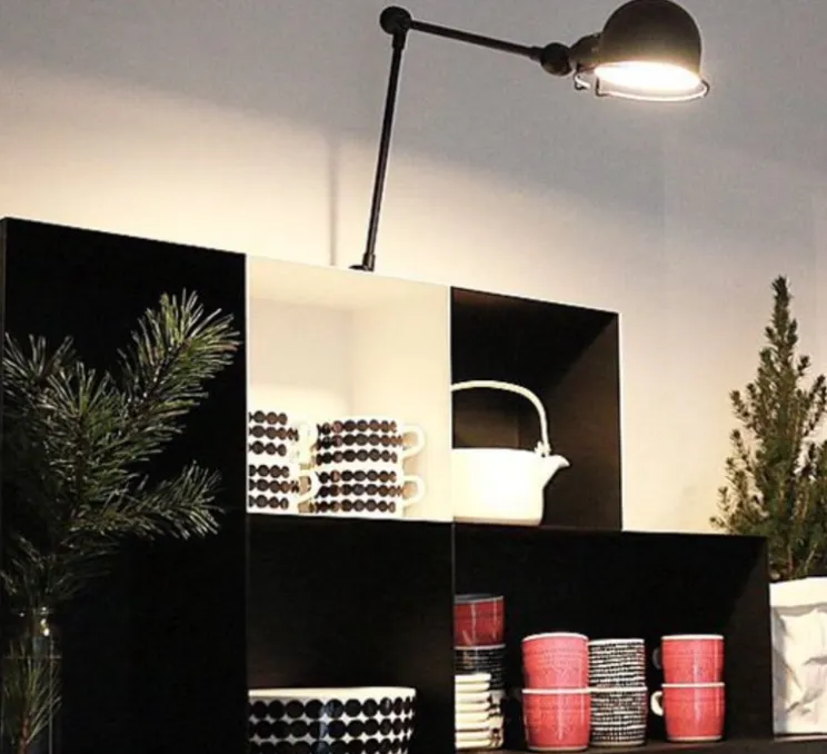 Applique murale, Signal 2 bras, SI371, interrupteur, noir, mat, Ø10cm, H47cm- Jieldé