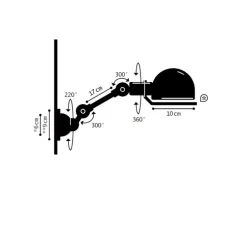 Applique murale, Signal 1 bras, SI701, bleu pastel, interrupteur, L32cm, H15cm - Jieldé