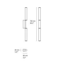 Applique murale, Signal double 720, graphite satiné, LED, dim, 2700K, 960lm, L4cm, H72cm - CVL
