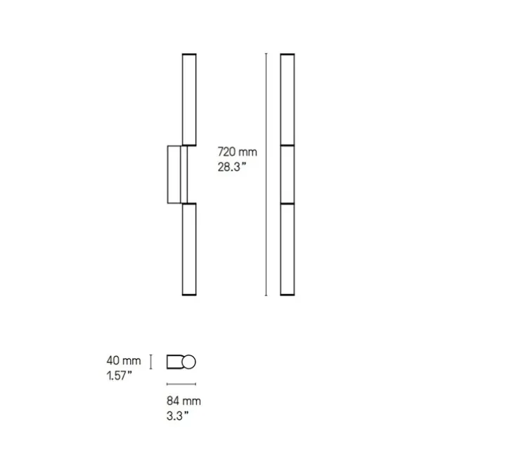 Applique murale, Signal double 720, graphite satiné, LED, dim, 2700K, 960lm, L4cm, H72cm - CVL